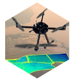 Survey drone flying over a mapped area