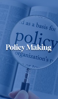 Magnifying glass over the printed word policy